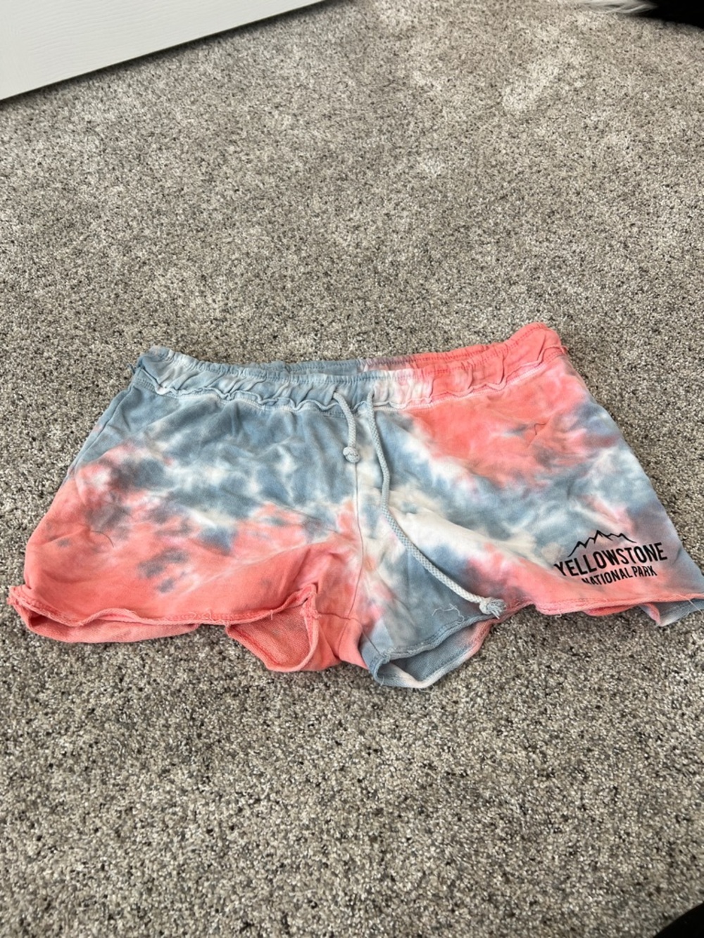 Yellowstone Tie-Dye Women’s Shorts - Coral & Light Blue